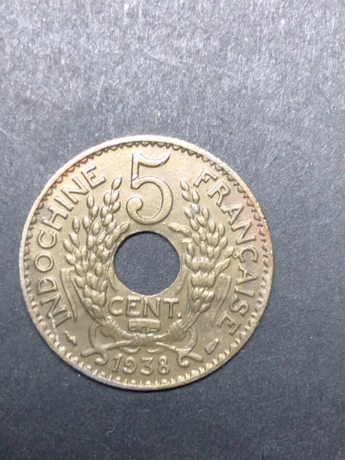 1938 Indo-china 5 Cents - Absolutely Gorgeous Coin A28